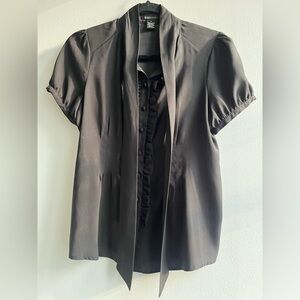 BCBGMaxAzria Black Ruffle Blouse